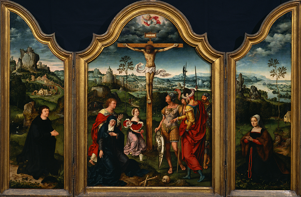 photo:Joos van Cleve　Triptych: The Crucifixion Flanked by the Kneeling Donor and His Wife