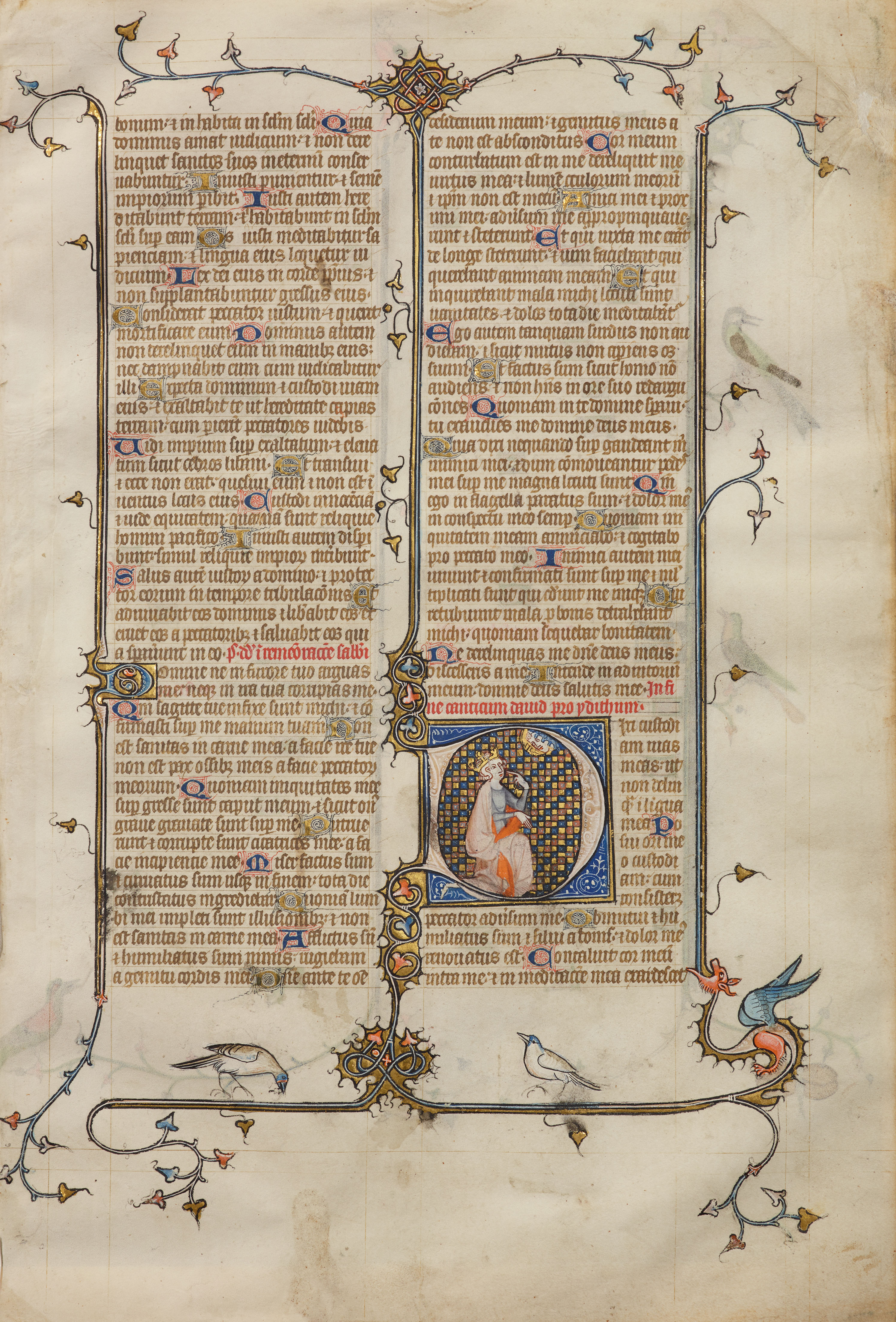 Leaf from a Latin Bible from Saint-Albans Abbey, Psalm 37, 38