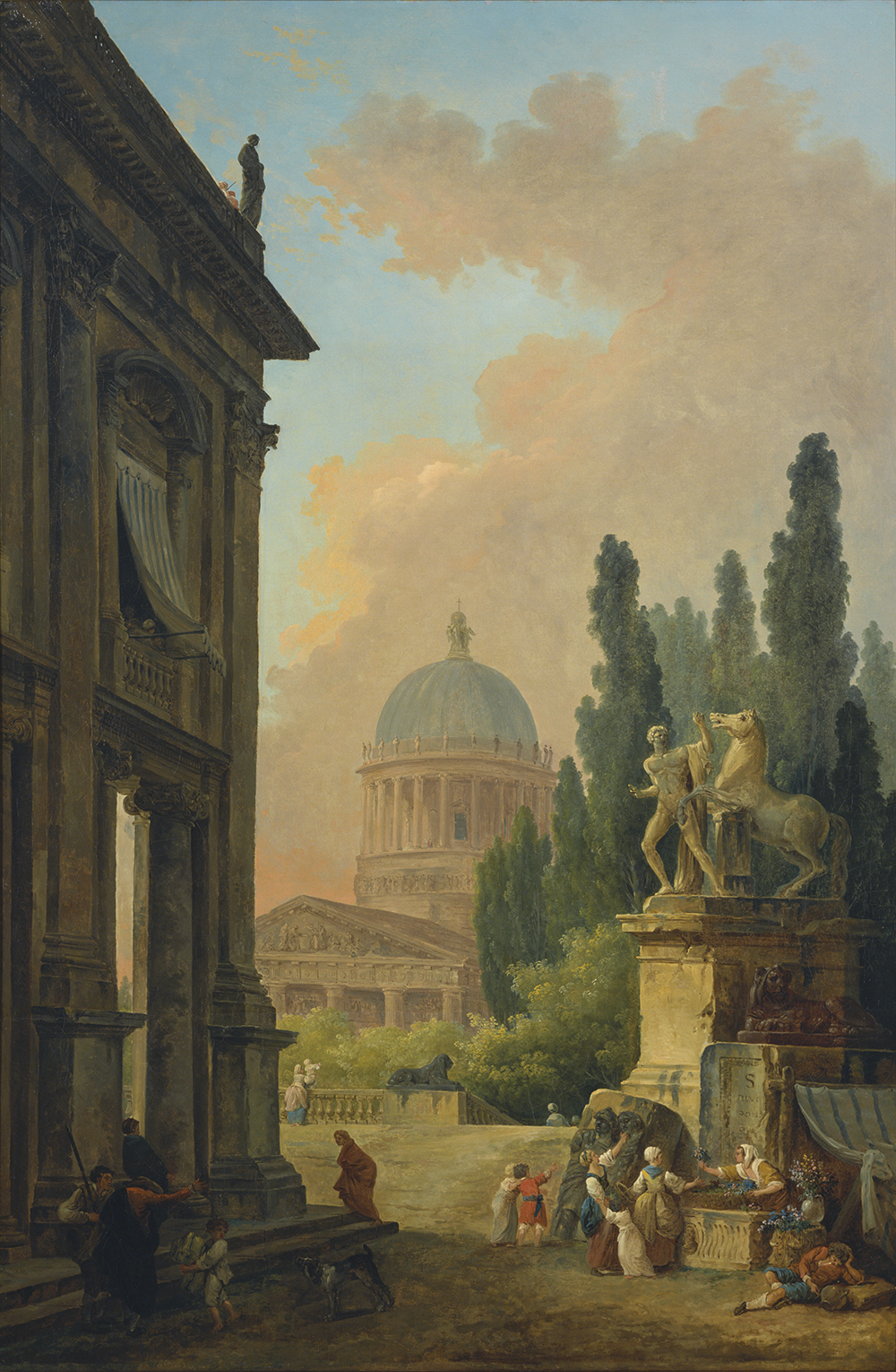 photo:Hubert Robert Imaginary View of Rome with the Horse-Tamer of the Monte Cavallo and a Church