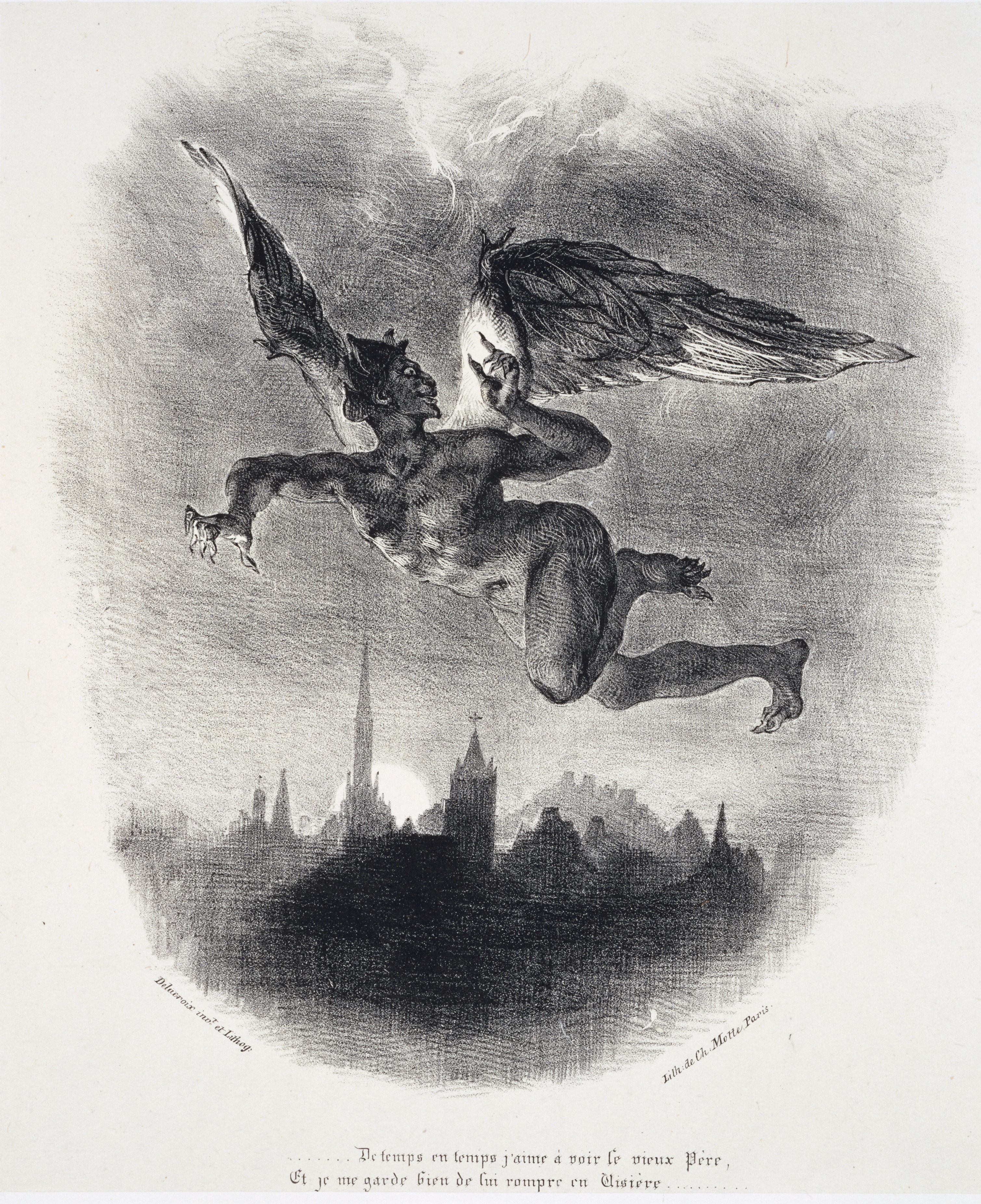 图片：根据歌德《浮士德》的系列作：在空中飞翔的梅菲斯托